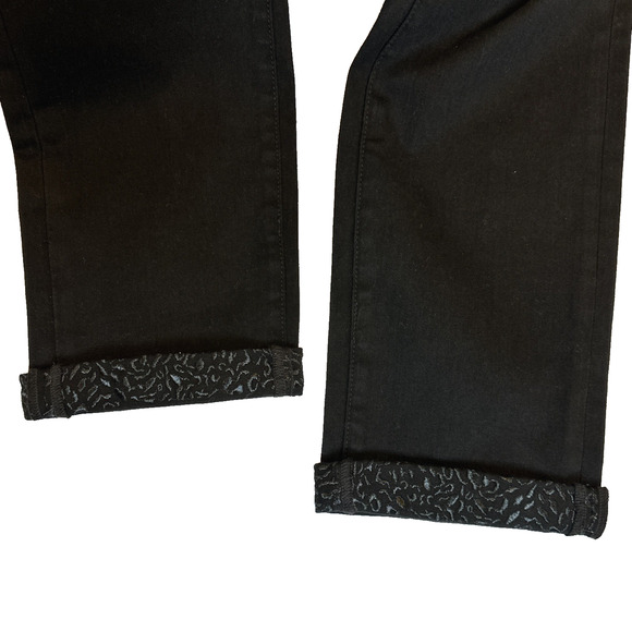 NWT‎ NYDJ Sheri Slim Ankle Jean in Black Rinse Cheetah Cuffed Hem Size 6 - Picture 3 of 12